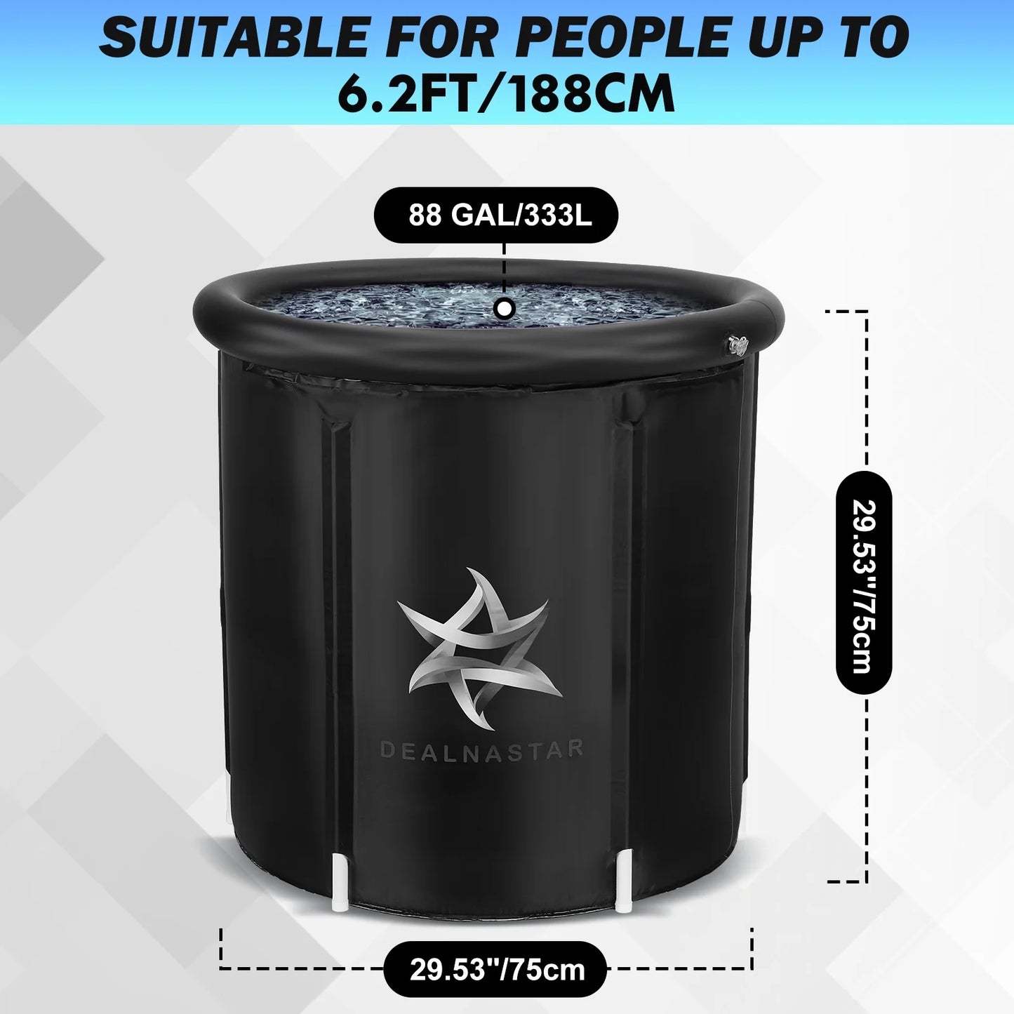 Portable Ice Bath Tub, 88 Gal Cold Plunge for Athletes - Durable Inflatable Design, Indoor/Outdoor Use