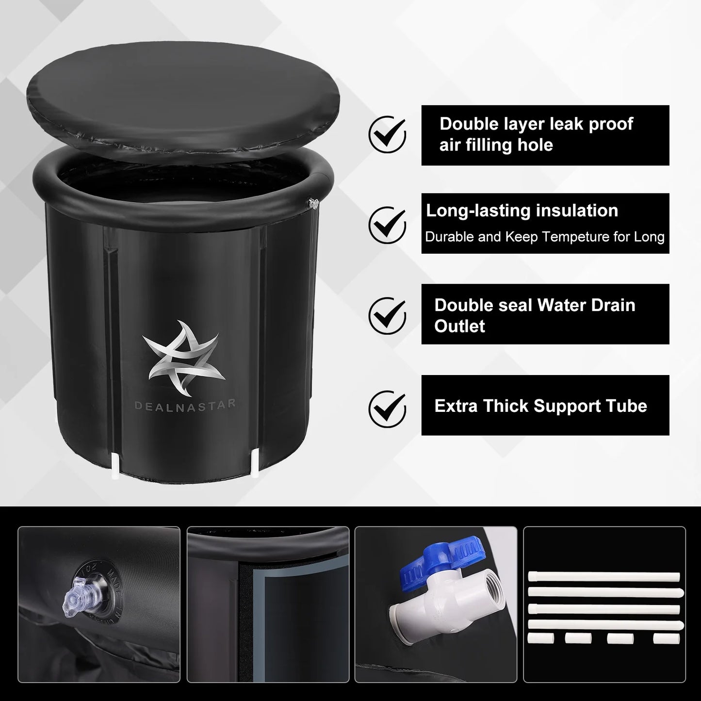 Portable Ice Bath Tub, 88 Gal Cold Plunge for Athletes - Durable Inflatable Design, Indoor/Outdoor Use